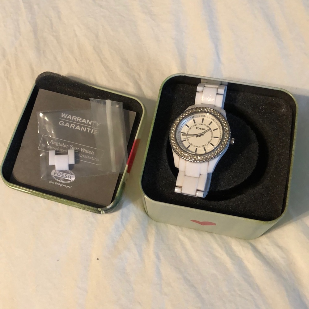 White fossil watch